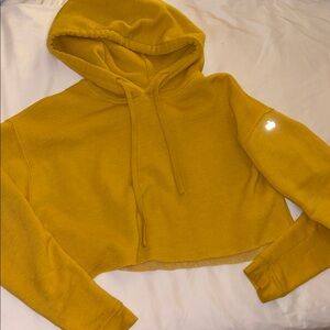 SOLD ALO Yoga Golden Yellow Cropped Hoodie Sweater